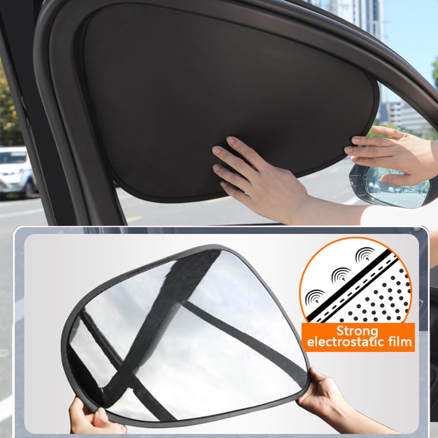 2 Pack Car Window Shades Side Window Sunshade Electrostatic Film Sun Shade for Driver Passenger UV Protection Heat Insulation Privacy Non Marking Easy Install Summer Auto Accessory