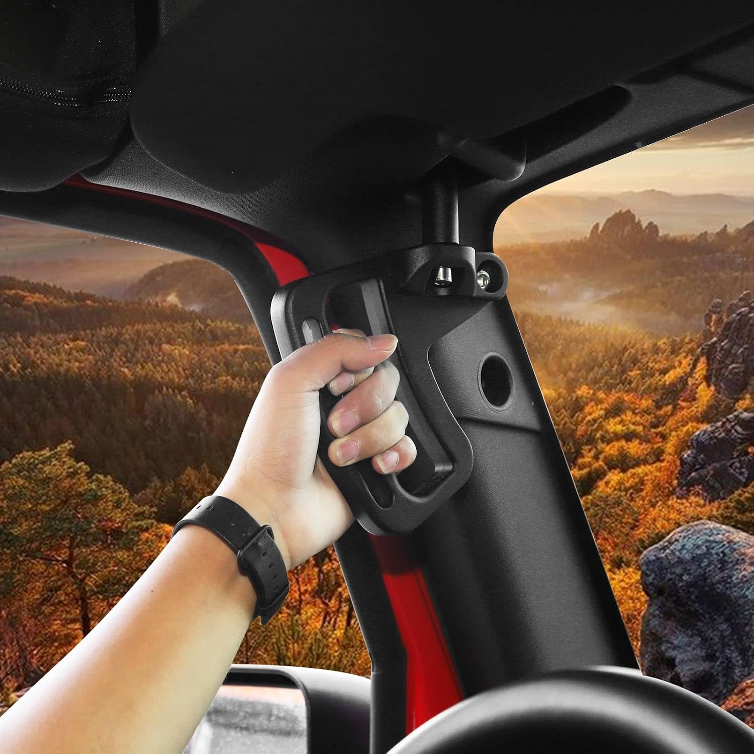 Front Aluminum Grab Handles Grip Handle Grab Bars for Jeep Wrangler JK JKU Sports Sahara Freedom Rubicon X & Unlimited X 2 Door 4 Door 2007-2018