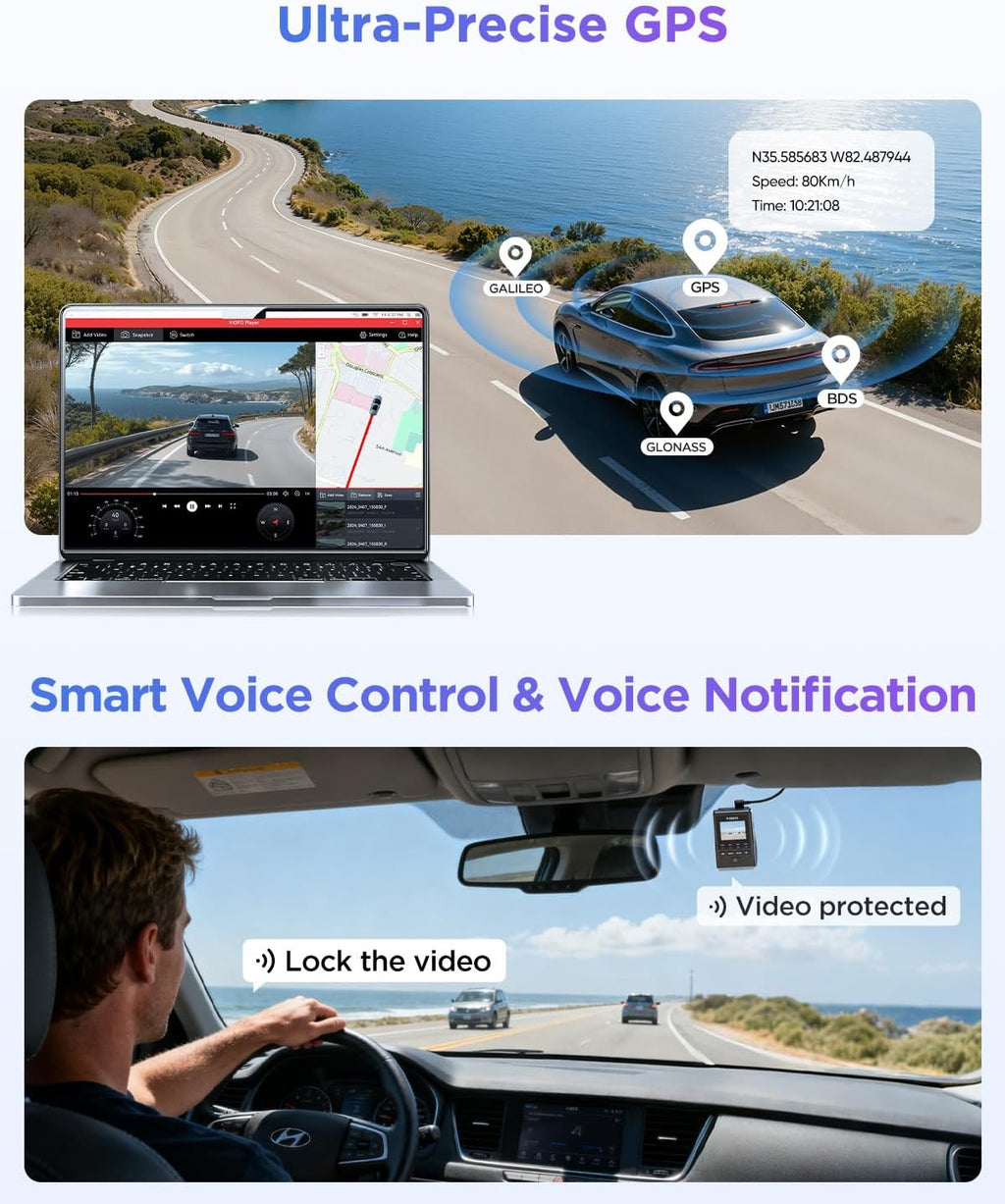 viofo a119m pro 4k hdr mini dash cam on a desk or shelf