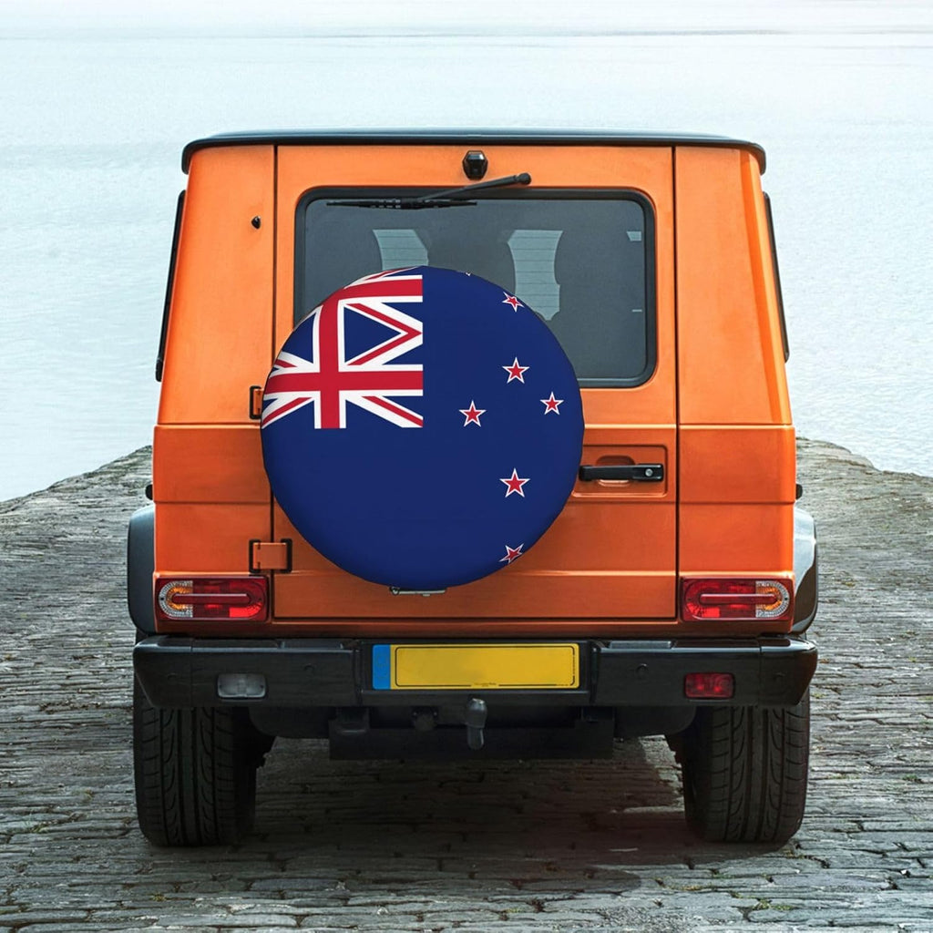 New Zealand Flag Print Universal Spare Tire Cover for RV, Jeep | Wheel Protector Fits Rv, Trailer, Jeep, Shield Tires From Sun, Dirt And Rain For Outdoor Storage