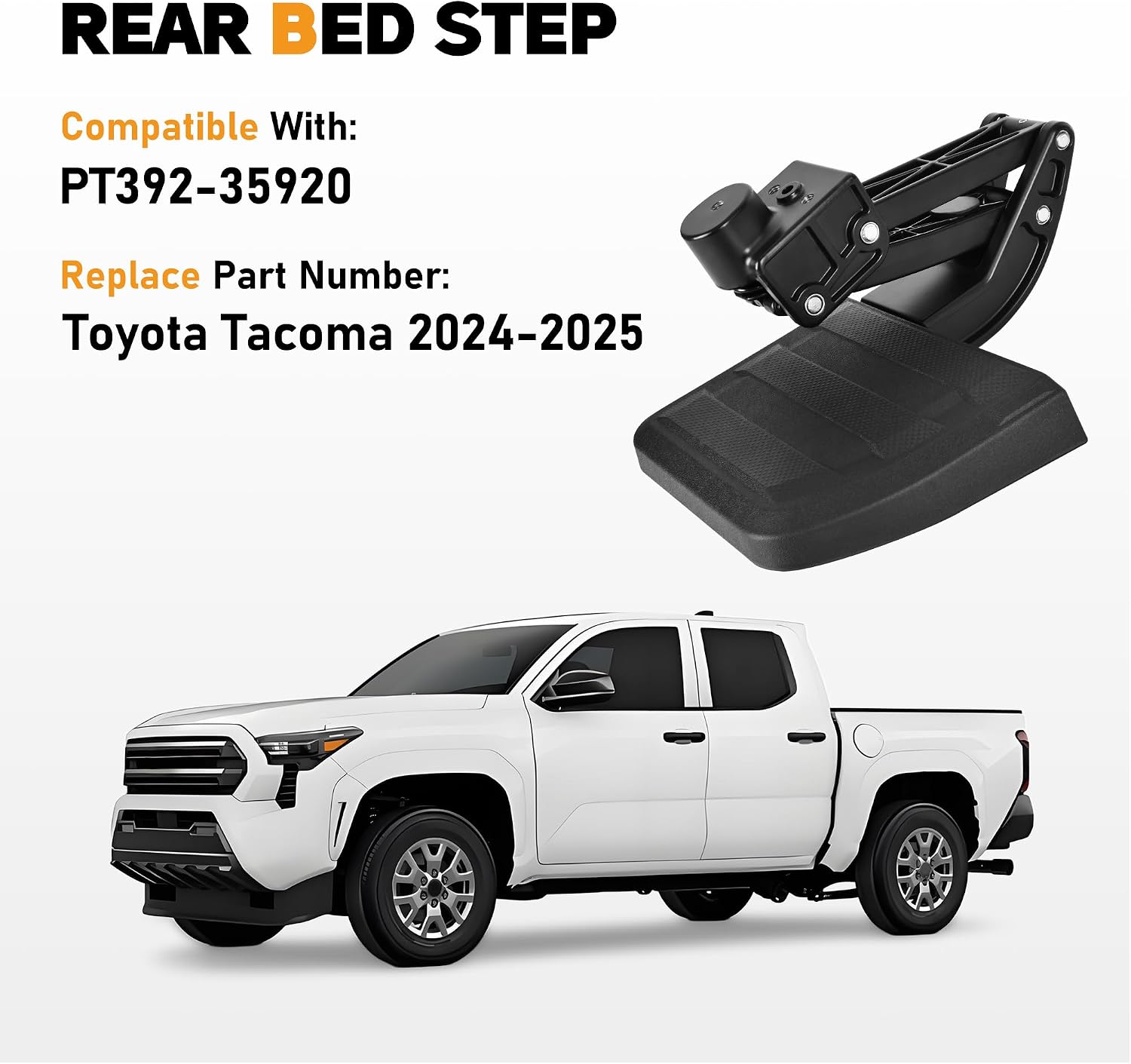 Rear Bed Step Tailgate Bedstep Compatible with Toyota Tacoma 2024 2025 2026 Folding Truck Step Retractable Bumper Tailgate Step Replace # PT392-35920