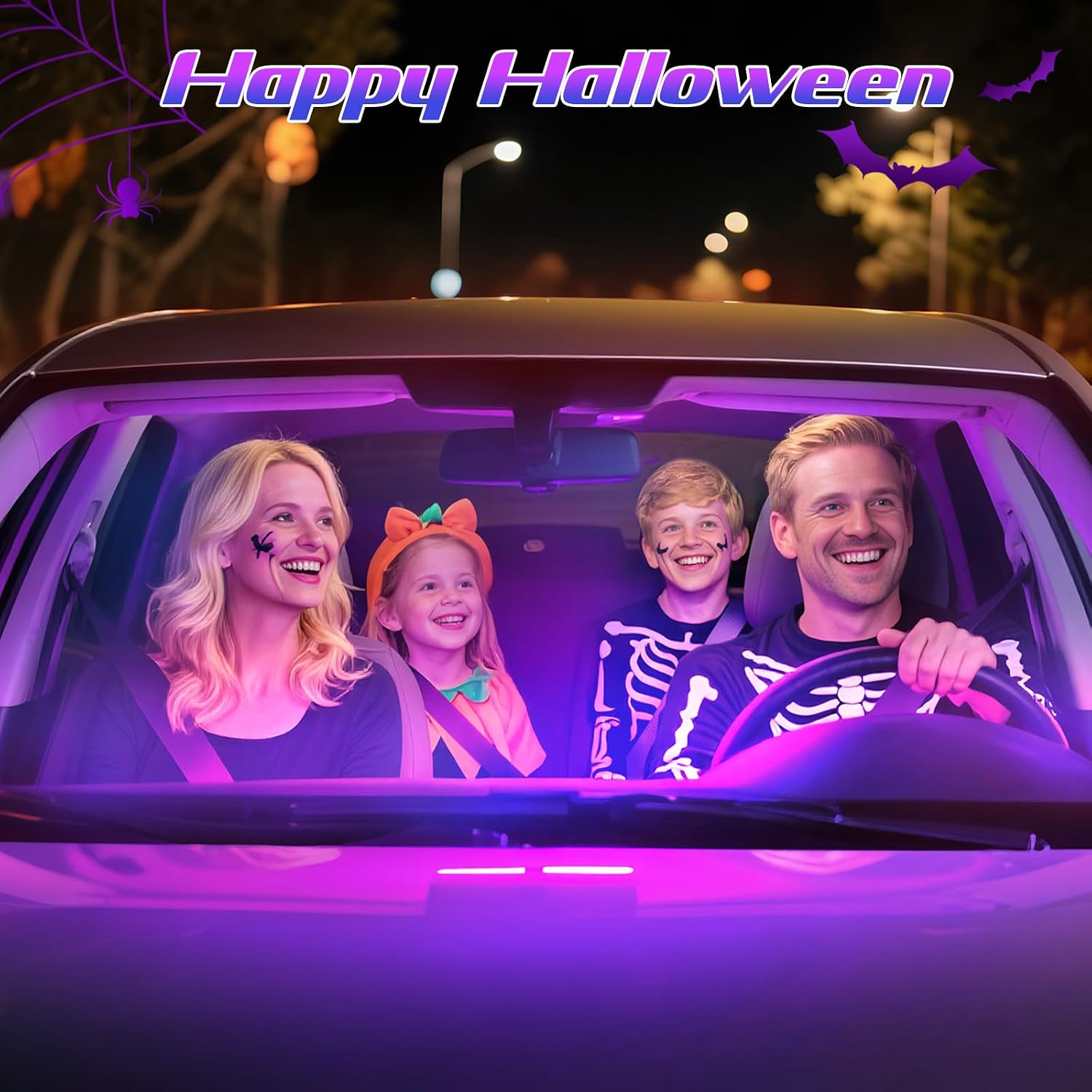 Winzwon Led Lights for Halloween Car Accessories Interior, Christmas White Elephant Gifts for Him Her Men Women Teen Boys Girls, APP Control with USB Port Color Change Lights for Truck Decor