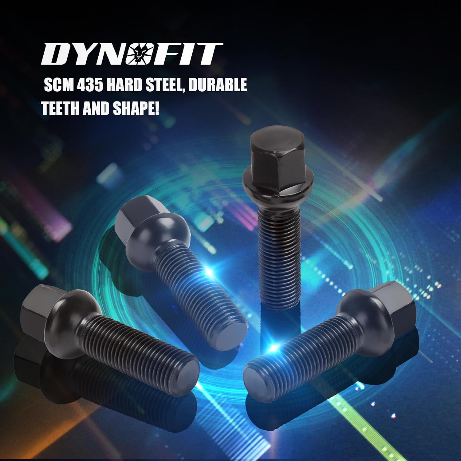 Dynofit M14x1.5 Lug Bolts Compatible with Audi A4 A3 A1 A8,20pcs Ball Seat 45mm Shank for 20 mm Wheel Spacers, 17mm hex Aftermarket Extended Black Bolts Fit CC Golf Jetta Lavid Se