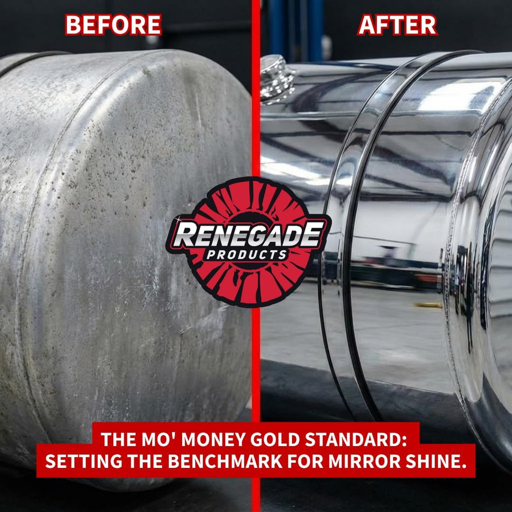 Renegade Products Mo’ Money Gold Standard Bundle | Complete Aluminum & Stainless Steel Polishing Kit with Buffing Wheels, Compounds, Q16 Spray Polish & Sanding Discs | High-Luster Mirror Shine System