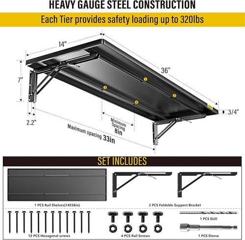 1.2x3ft Adjustable Rail Type Folding Storage Rack Shelf, Suitable - Image 2
