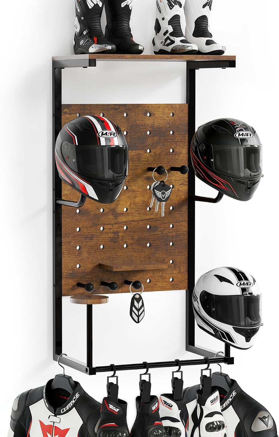 Motorcycle Helmet Wall Mount, 4-Helmet Capacity