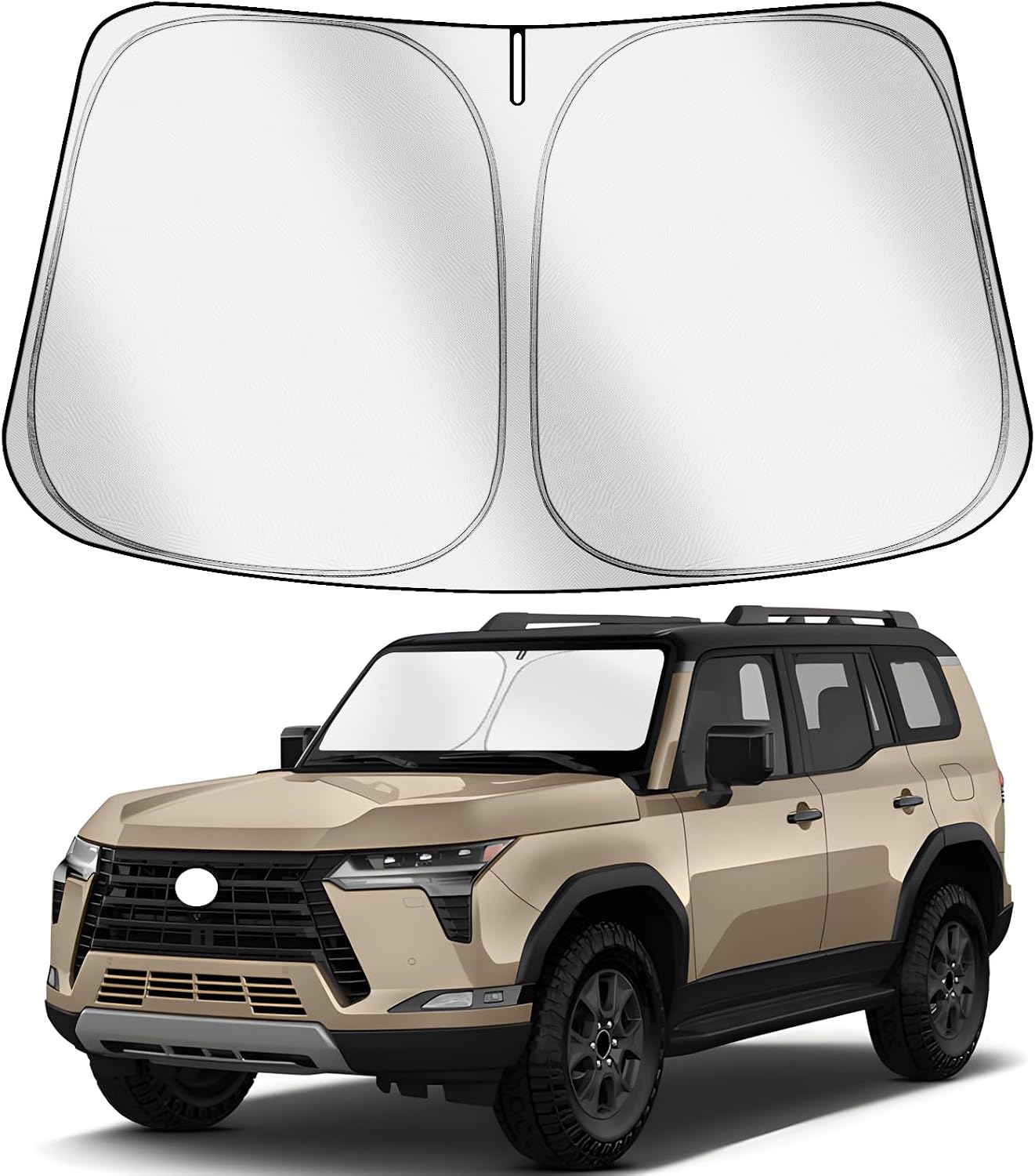 Car Windshield Sun Shade Compatible for 2024 2025 2026 Le-xus GX 550 Accessories, Foldable Window Sunshade Block UV Rays and Sun Heat