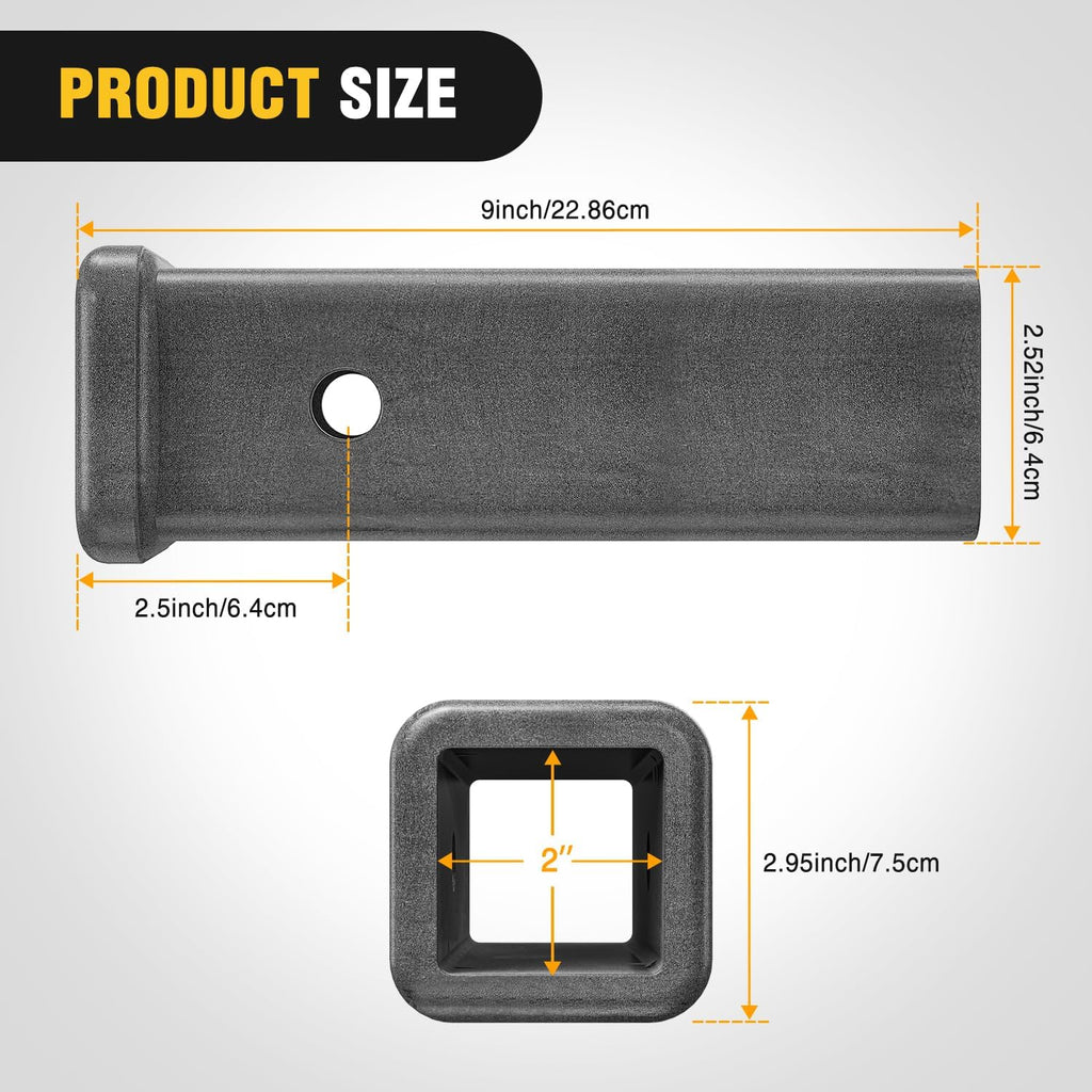 Nilight Hitch Adapter 2" x 9" Combo Bar Trailer Receiver Tube Weld-on Raw Steel Hitch Bar