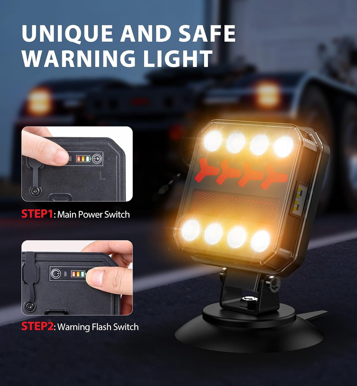 wireless bluetooth magnetic trailer lights, fast charging led, side view