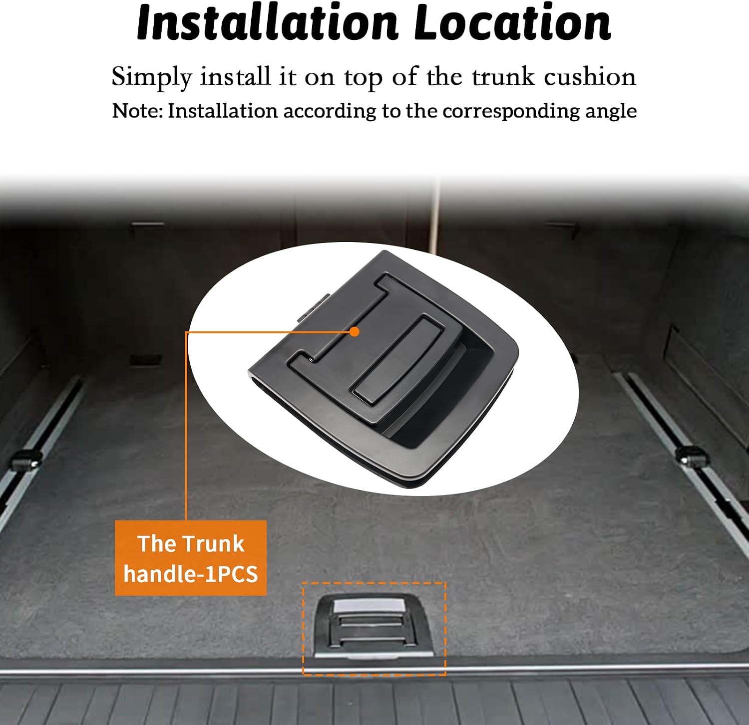 Rear Trunk Floor Mat Handle 51479120283 for BMW X5 E70/F15 (2006-2018), X6 E71/F16 (2007-2019) – Replacement Without Locking Function（Black）