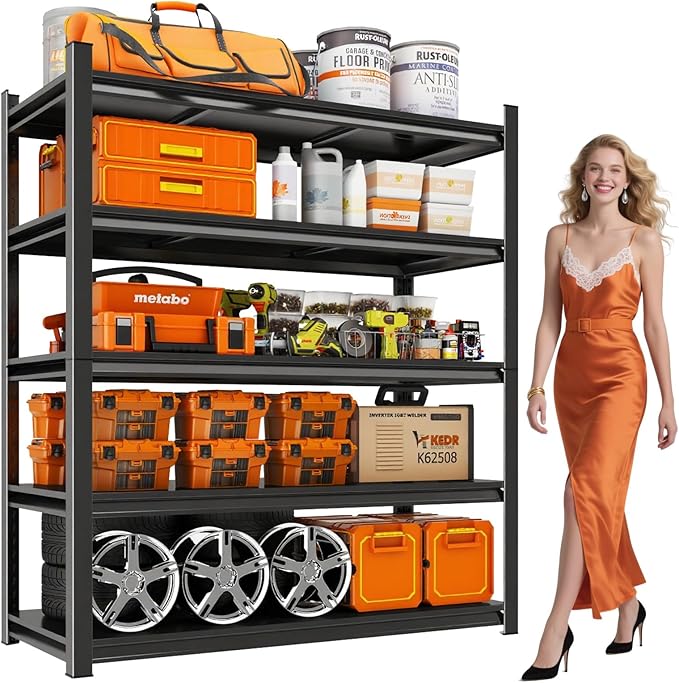 40" Wx72 H, Heavy Duty 5-Tier Steel Garage Shelving Unit | 3500LB Capacity| by Unknown