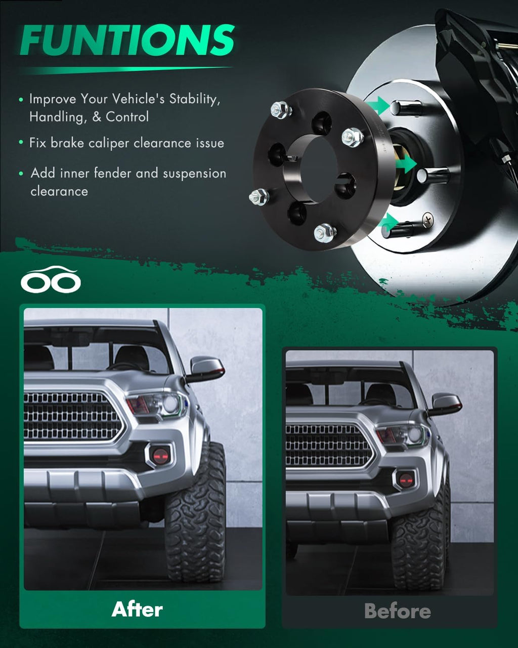 SCITOO 1.5 inch Wheel Adapters 4x110 to 4x156 Bore with 90mm 3/8 Studs Adapters for Honda Rancher 420 for Foreman Rubicon 500 for Grizzly 700 | 2Pcs