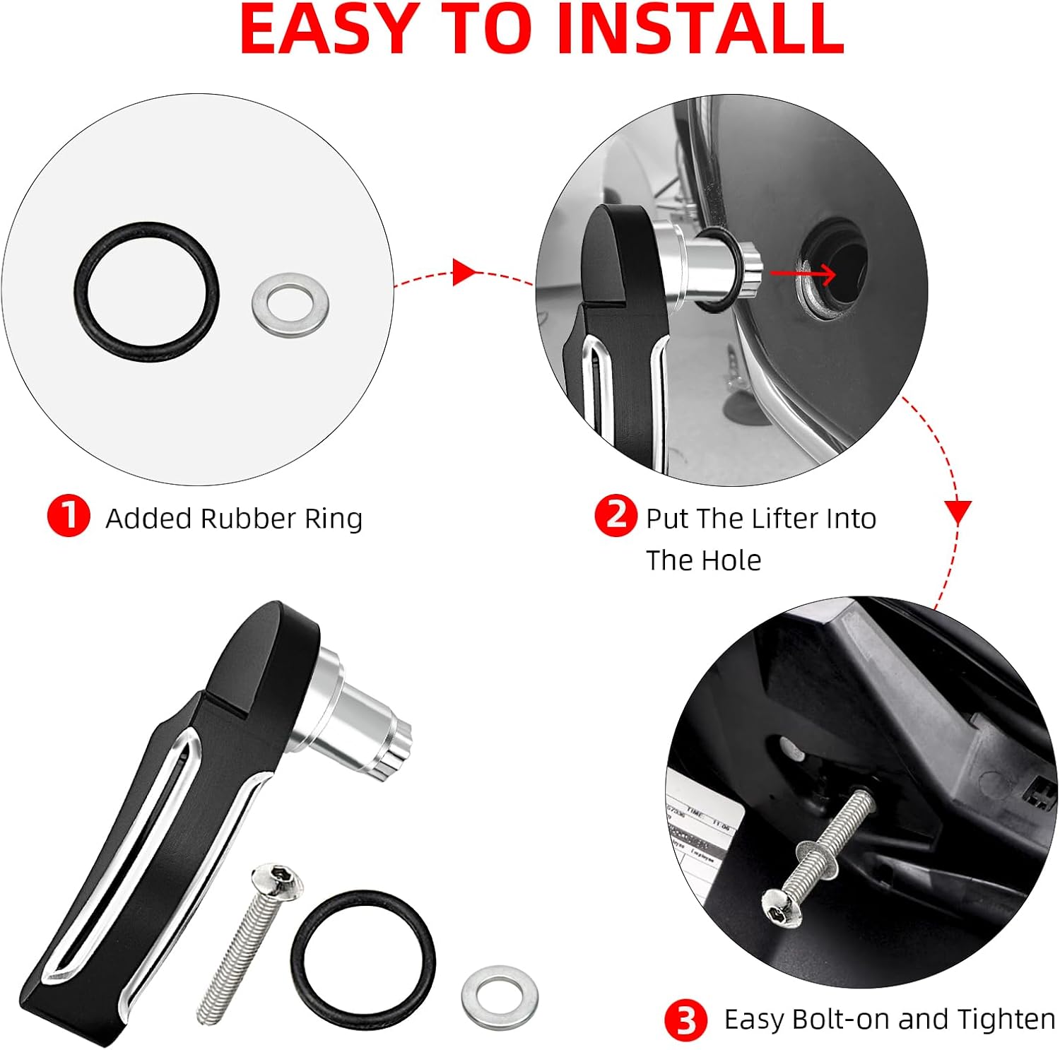 Amazicha Black Saddlebag Lid Lifters Saddle Bag Latch Kit fit for Harley Davidson Touring Street Glide, Road King, Road Glide, Electra Glide, Ultra Limited, FLHR FLHT FLHX FLHTK 2014-2024
