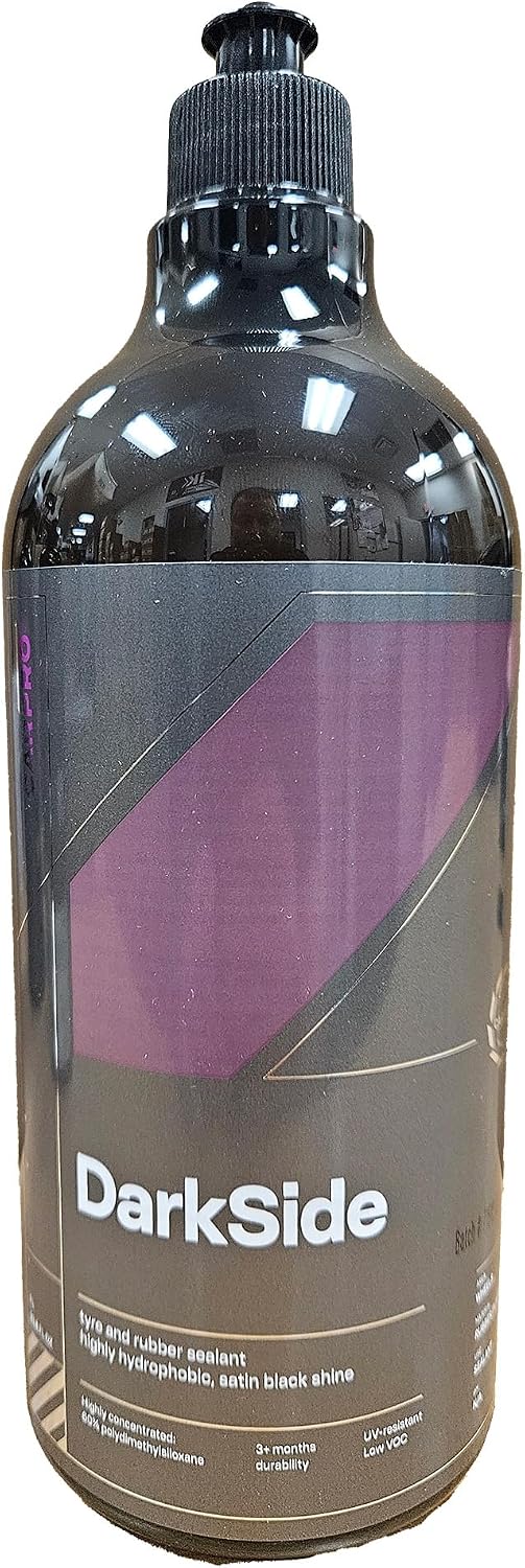 CARPRO DarkSide - Tire & Rubber Sealant, Hydrophobic & Self-Cleaning, Satin Black Shine, UV Protection, Revives Dull Faded Rubber, Ready to Use - Liter (34oz)