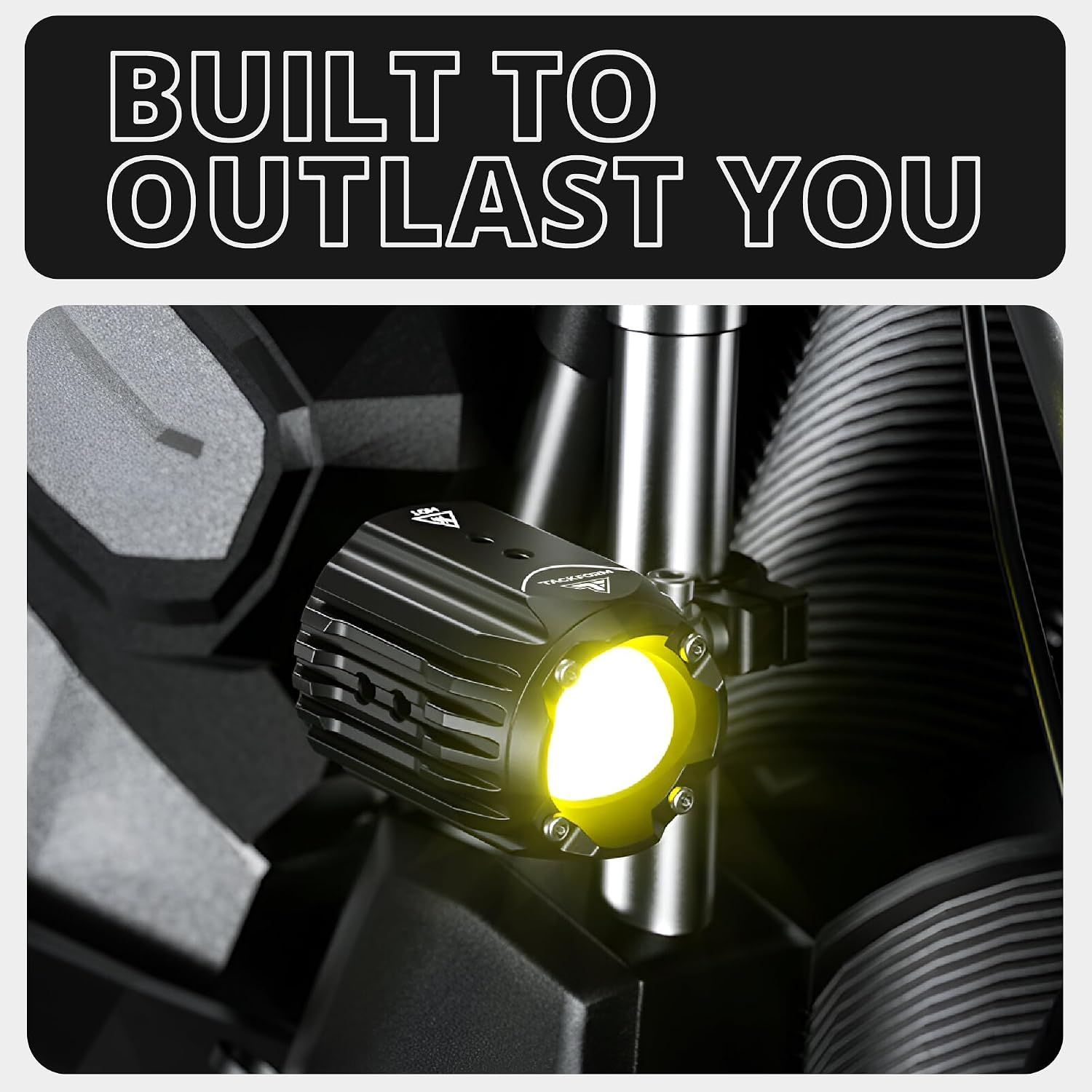 Tackform Dual Motorcycle Auxiliary LED Lights | 6000 Lumens, 60W, 3000K-6000K, IP68 Waterproof | Billet Aluminum | 360° Swivel Mount | For 7/8", 1”, 1 1/4" Bars Only | Motorcycle, 4 Wheeler, Dirt Bike