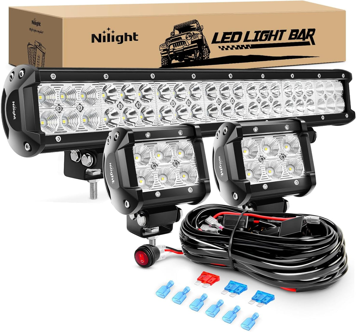 nilight 20inch 126w spot flood combo led light, main product view