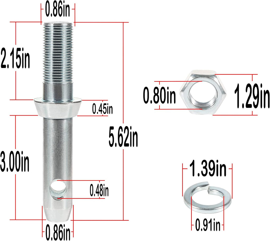 6-Pack S07020800 Cat 1 Draw Pin Hitch Accessories for Tractors, 5-1/2-Inch - Universal Forged Draw Pins with Rust-Resistant Coating, Ideal for Compact & Small Tractors
