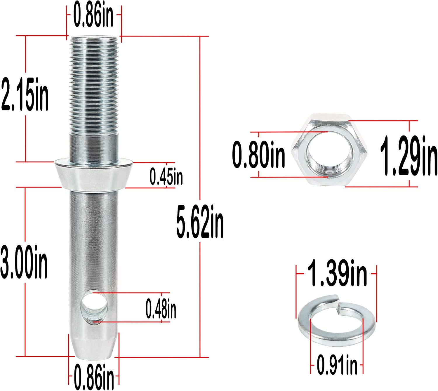 6-Pack S07020800 Cat 1 Draw Pin Hitch Accessories for Tractors, 5-1/2-Inch - Universal Forged Draw Pins with Rust-Resistant Coating, Ideal for Compact & Small Tractors