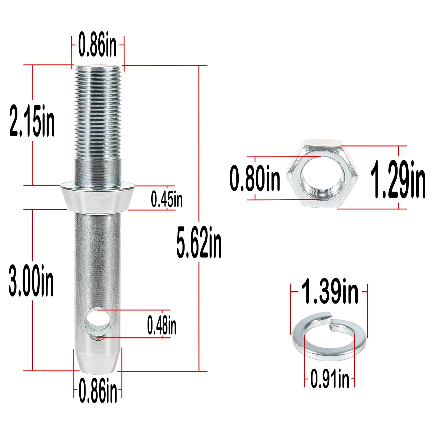 S07020800 Cat 1 Draw Pin Hitch Accessories for Tractors, 5-1/2-Inch, 3 Pack, Universal for Category 1 Quick Hitch