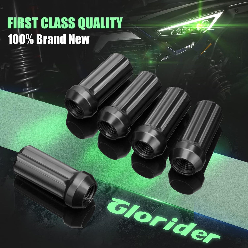 32pcs M14x1.5 Lug Nuts Spline Black, 14x1.5 Aftermarket Wheel Lug Nuts for F150 F250 F350 Silverado Sierra Ram 2500 3500 with 1 Socket Keys Long Extended