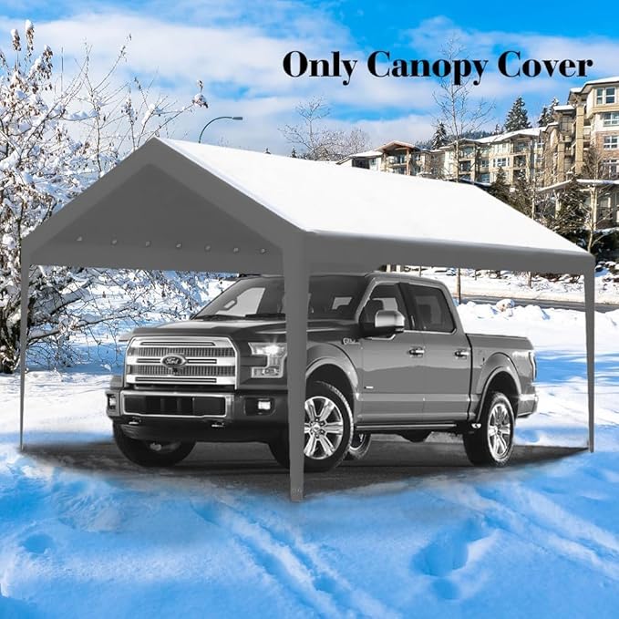 Rutile 12 x 20 FT Carport Replacement Cover, Heavy Duty Car Tarp Canopy Tent - Image 7