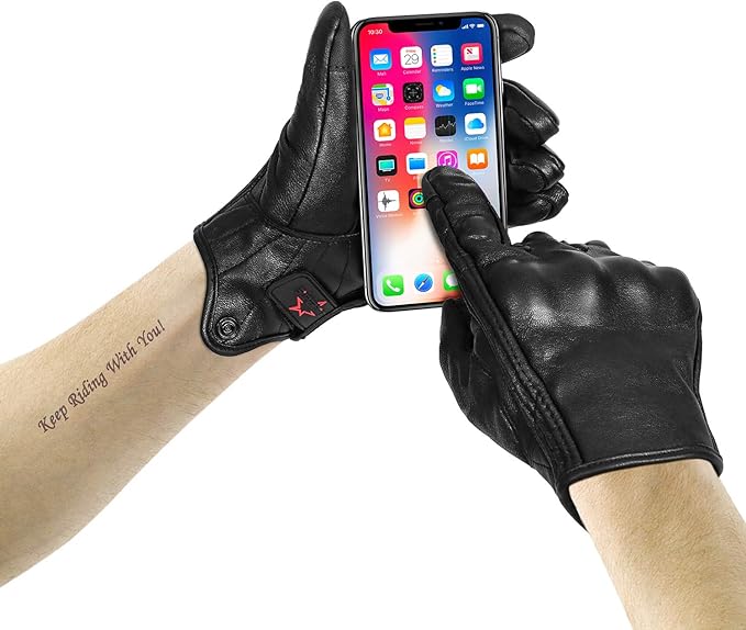 Superbike Full Finger Goat Skin Leather Touchscreen Motorcycle Gloves - Image 4