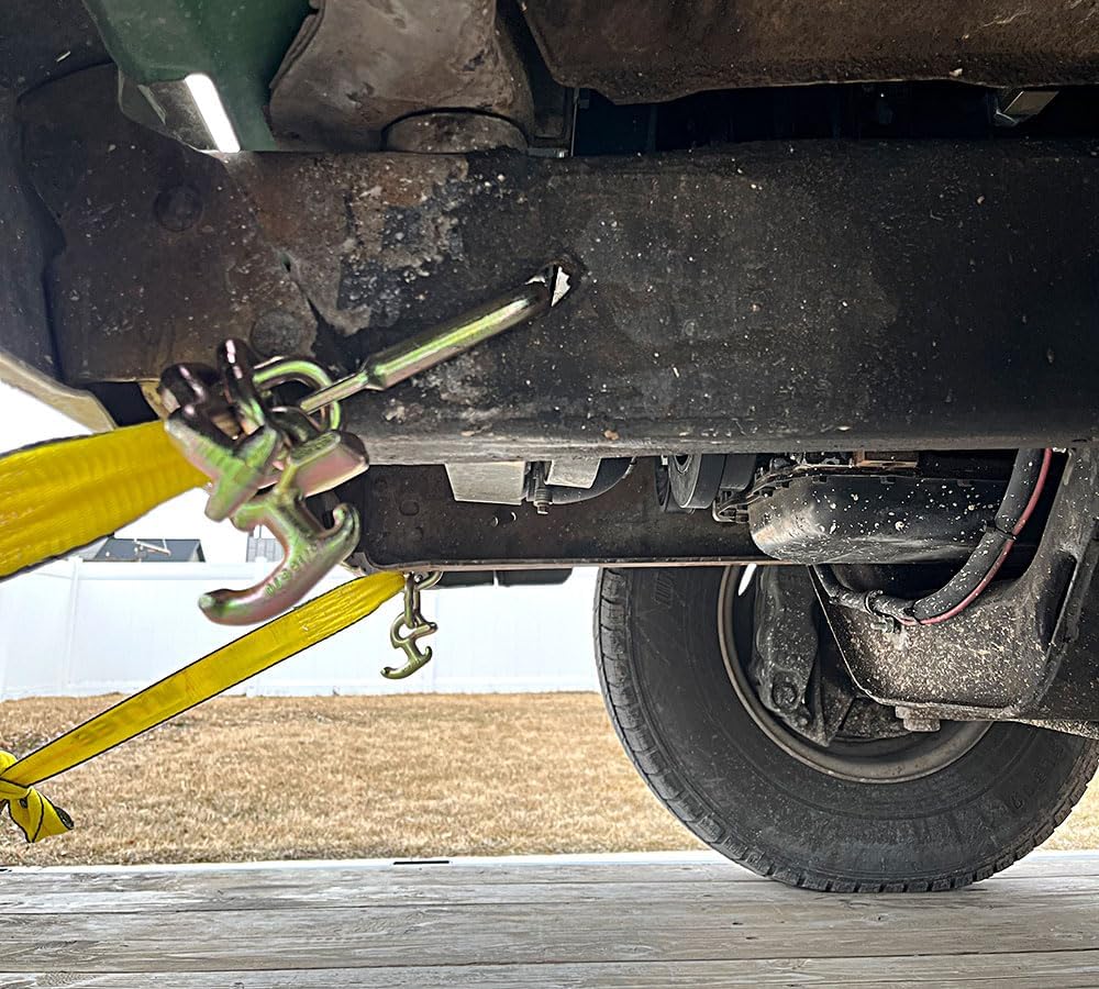 Mytee Products 2" x 8' Recovery Winch Strap with RTJ Cluster Hook - Heavy-Duty 3,333 lbs WLL Towing Tie Down Strap for Tow Trucks, Wreckers & Flatbed Cargo Securement