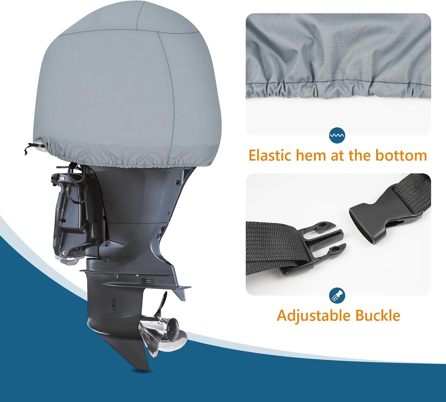 Outboard Motor Cover for Yamaha F150 F175 F200 2015-2022 Outboard Motor Cover, Waterproof Heavy Duty 600D Oxford with Cotton Lining Fade Resistant Boat Engine Hood Cowling Cover(B-Series)