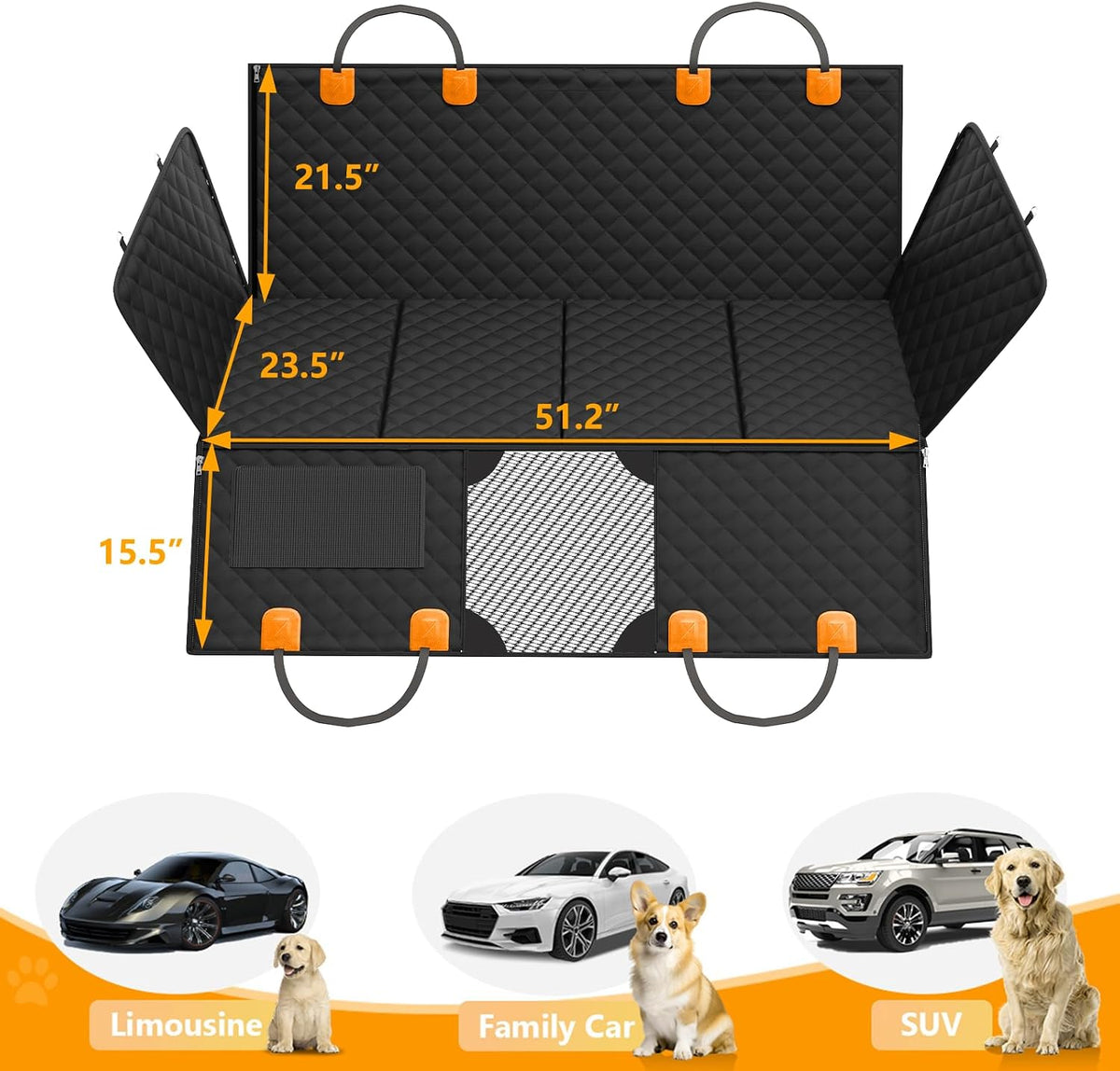 peticon dog car seat cover for back seat, close-up detail