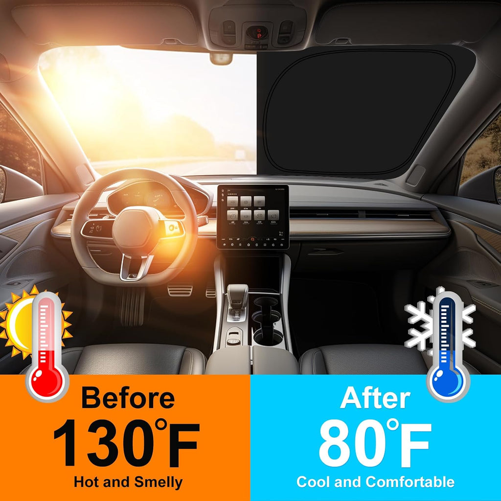 Sun Shade for 2019-2024 2025 2026 GMC Sierra 1500 2500 3500 SLT, AT4, Denali Pickup Accessories Windshield Sunshade Cover Front Window Shade Fit Sierra 1500 Sun Visor Protector Foldable Blocks UV Rays