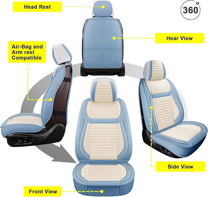 LINGVIDO Universal Car Seat Cover, Breathable and Waterproof Faux Leather - Image 2