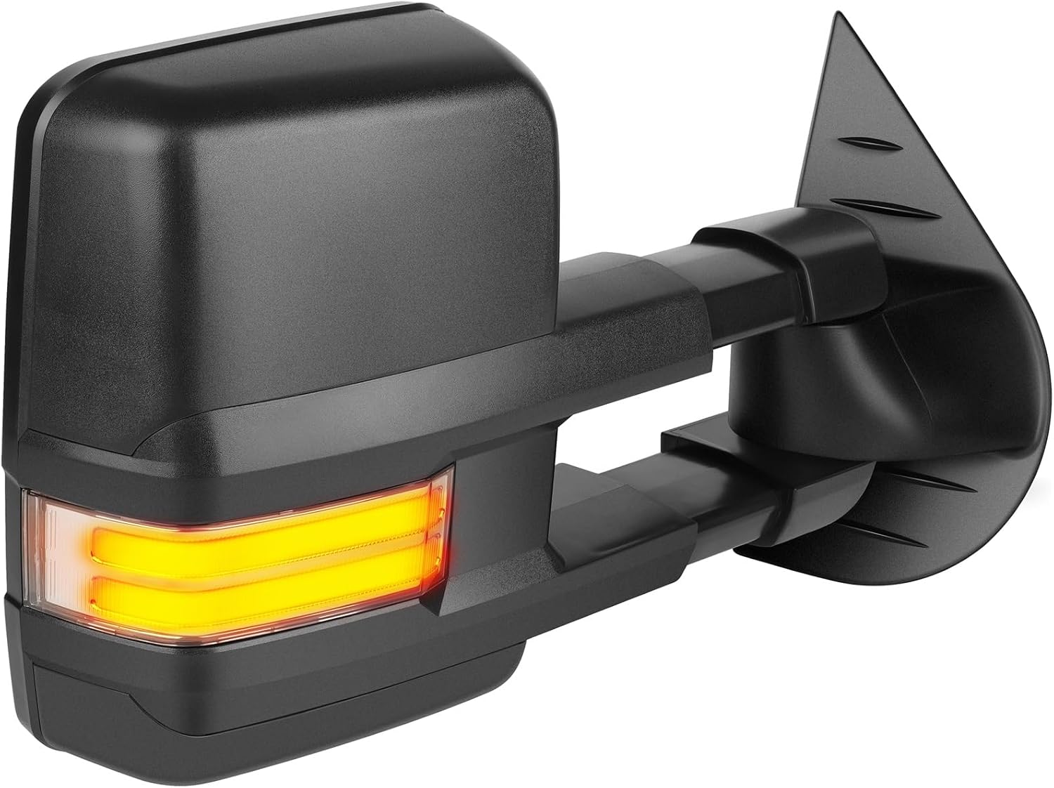 Tow Mirrors Pair suitable for 2007-2014 For Chevy Silverado For GMC Sierra 1500/2500 HD/3500 with Power Adjusted Heated LED Turn Signal Running Width Light BlackTowing Mirrors
