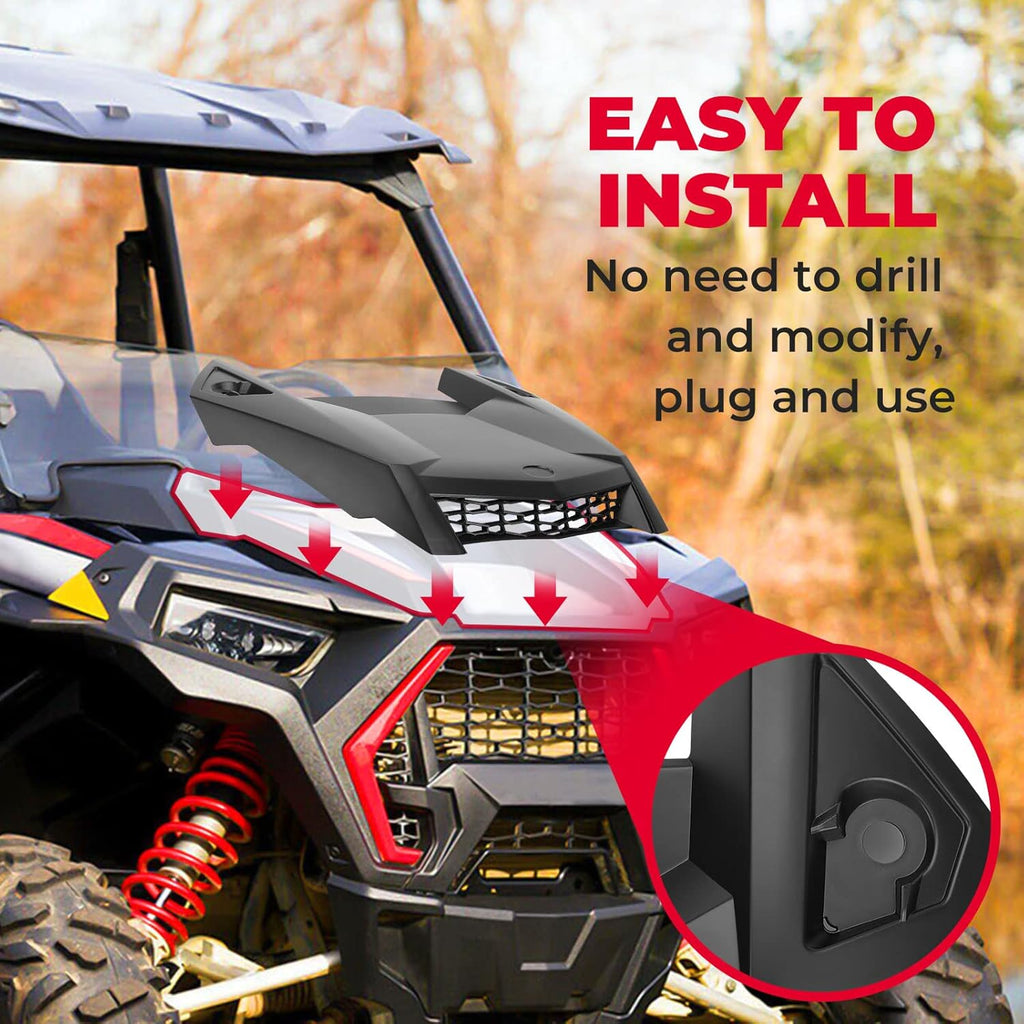 KEMIMOTO Hood Compatible With 2019-2023 Polaris RZR XP 1000 / XP Turbo / Turbo S RZR 1000 Hood Scoop Replacement Air Intake Kit ABS Material Impact Resistant