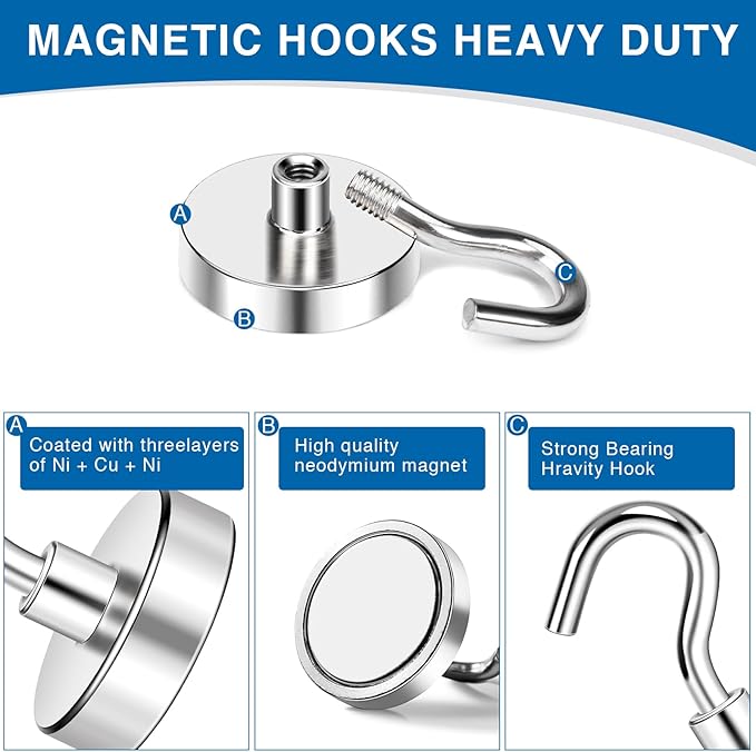 LOVIMAG Strong Magnetic Hooks, 40LBS Neodymium Magnets - Image 4