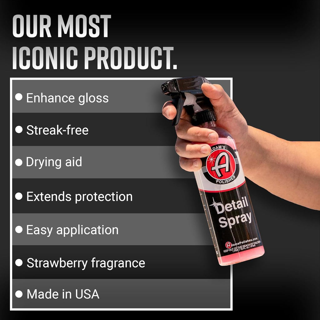 Adam's Detail Spray (2-Pack) - Quick Waterless Detailer Spray for Car Detailing, Washing, Polishing & Vehicle Claying