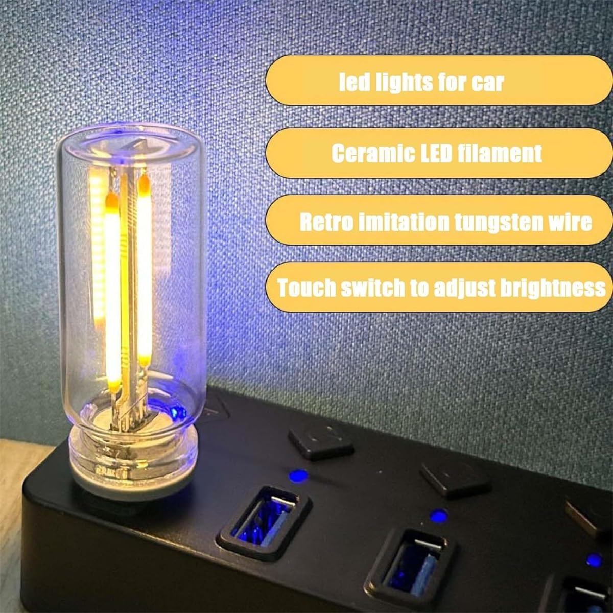 USB LED Car Interior Atmosphere Lights, Plug-in USB Automotive Interface Charging Night Lamps, Mini Vehicle Interior LED Atmosphere Light for Car, Bedroom, Hallway (Blue Light)