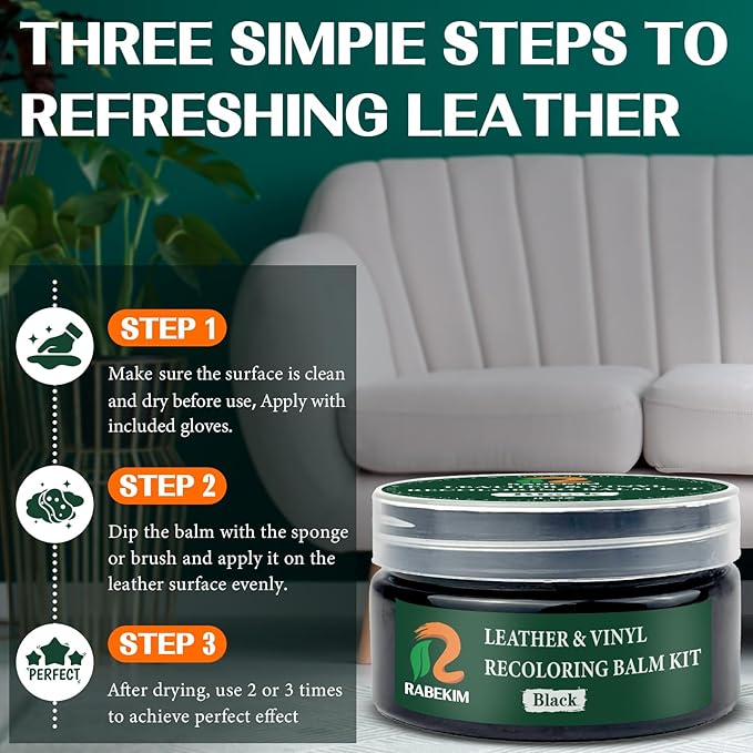Black Leather Repair Kit, Leather Recoloring Balm – Restore & Repair Faded - Image 6