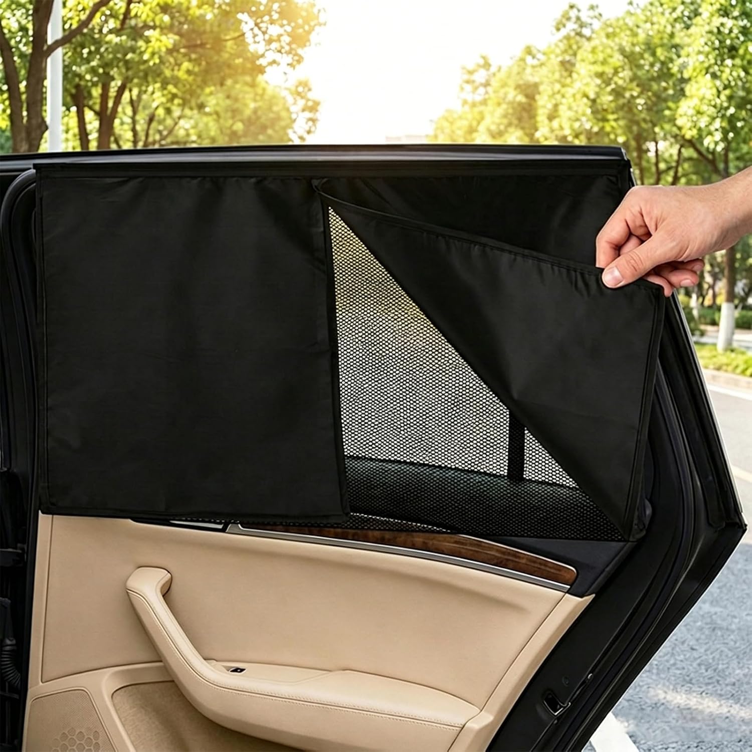 2 Pack Car Window Shades - Dual Layer Blackout & Mesh Sunshade 26.8"x18.5", Rear Side Window Privacy Screen with 10 Magnets, UV Blocking Heat Reduction for Car SUV Truck