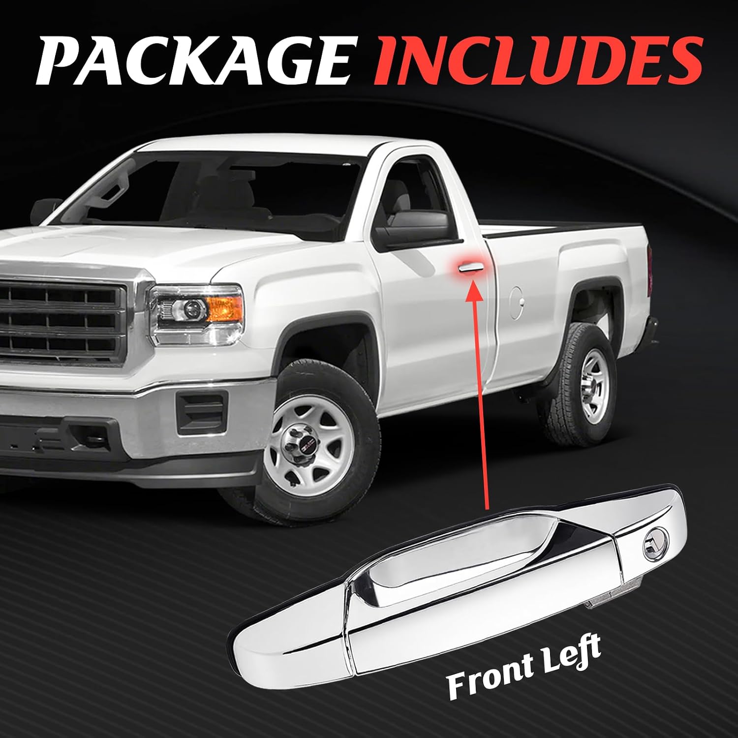 Front Driver Left Side Chrome Door Handles Fit For Chevy Silverado GMC Sierra 1500 2500 3500 Cadillac Escalade Yukon XL Denali Tahoe Avalanche Suburban 2007 2008 2009 2010 2011 2012 2013 2014