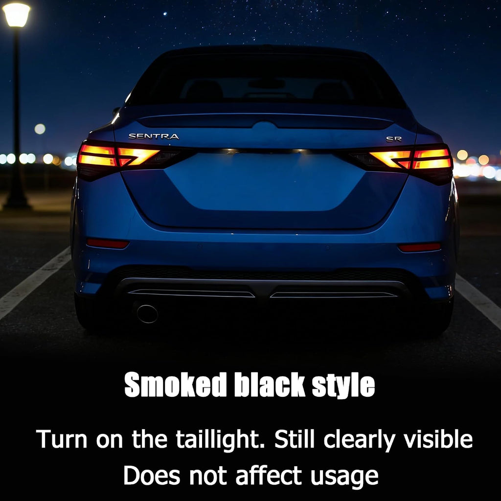 STSEV01 Taillight Cover Trim Fit for Nissan Sentra 2020-2025 Accessories S/SR/SV,Tail Light Smoked Black Style Rear Lamp Protective Guards Exterior Decoration