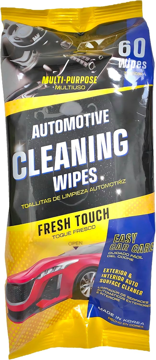 All Car Automotive Cleaning Wipes, Interior & Exterior Multipurpose Surface Cleaner, 60 ct
