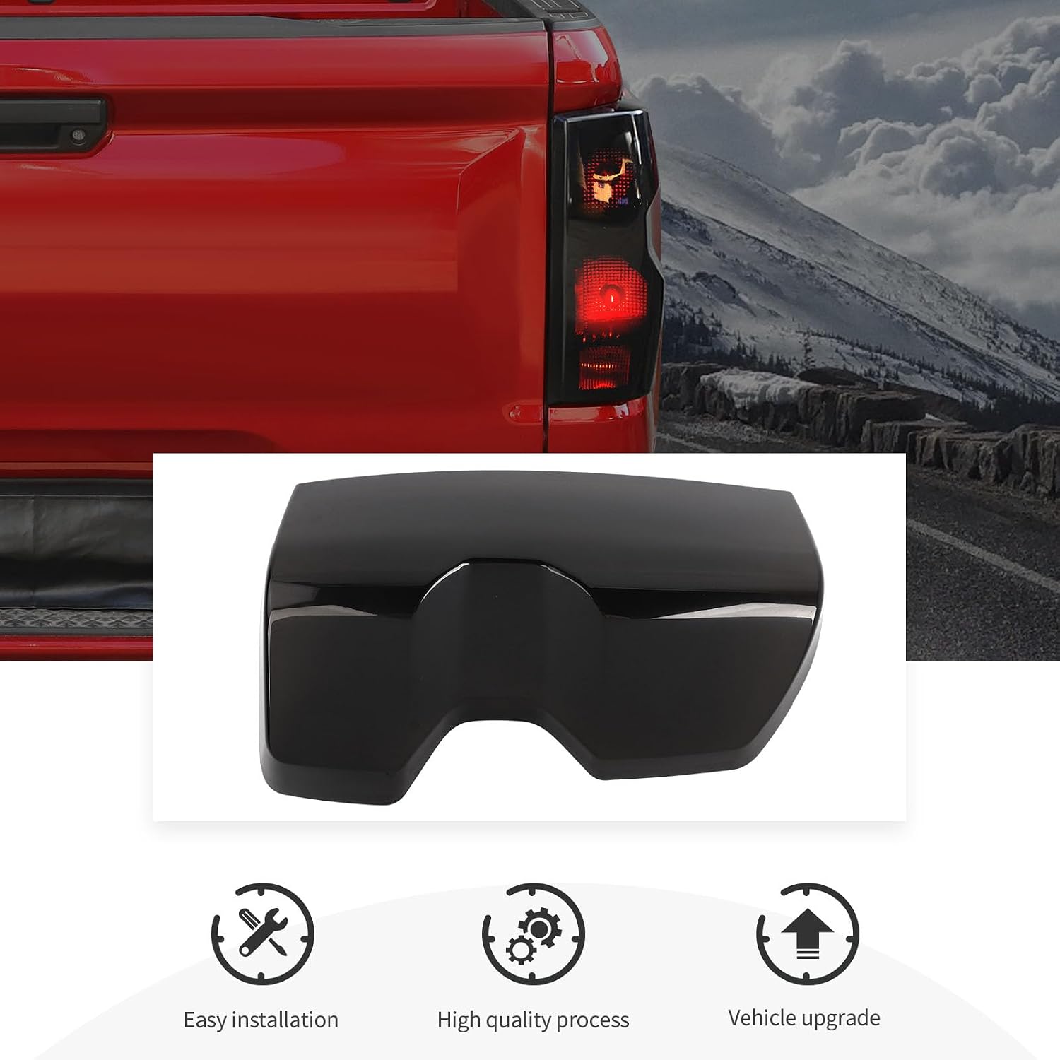 CheroCar Smoke Black Tail Light Lamp Cover Taillight Guard Trim Bezel for 2023-2026 Chevrolet Colorado Pickup Truck Exterior Decoration Accessories