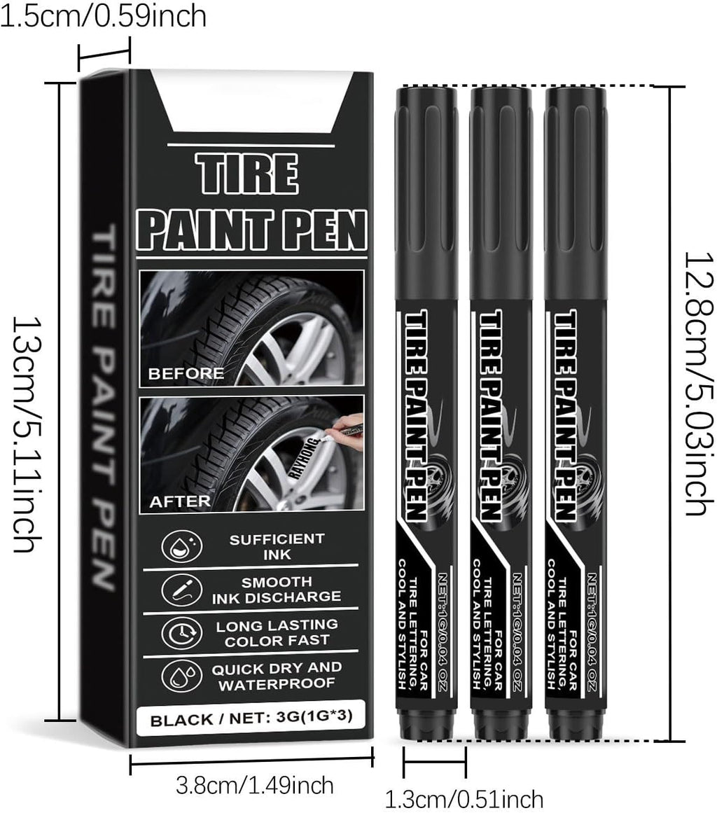 15Pcs Black Paint Pen Car Tires Paint Pen Water Quick Drying Tire Marker for Car Tires Scratch Repair Black Tire Marker