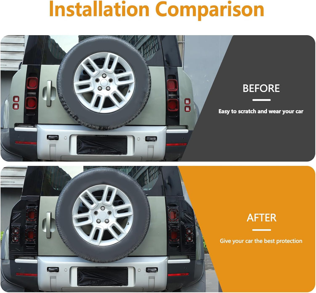 4PCS Tail Light Cover Kit Compatible with Land Rover Defender 90 110 130 2020-2025 ABS Tail Light Guards Protection Covers Armor Trim Exterior Accessories