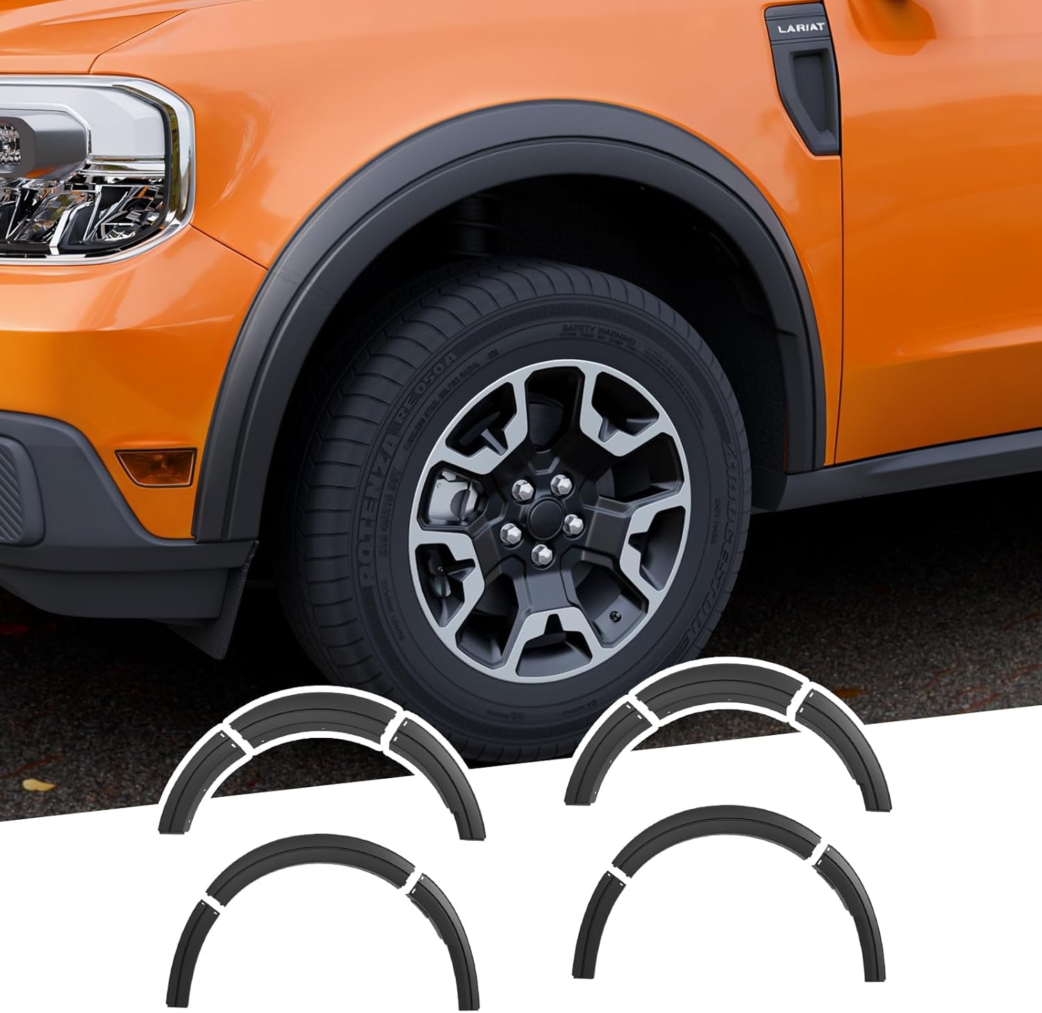 Fender Flares Compatible with 2022-2025 Ford Maverick Front & Rear Wheel Eyebrow Protectors Fender Trim Covers PP Plastic 12PCS No Drilling for 2024 Maverick Accessories