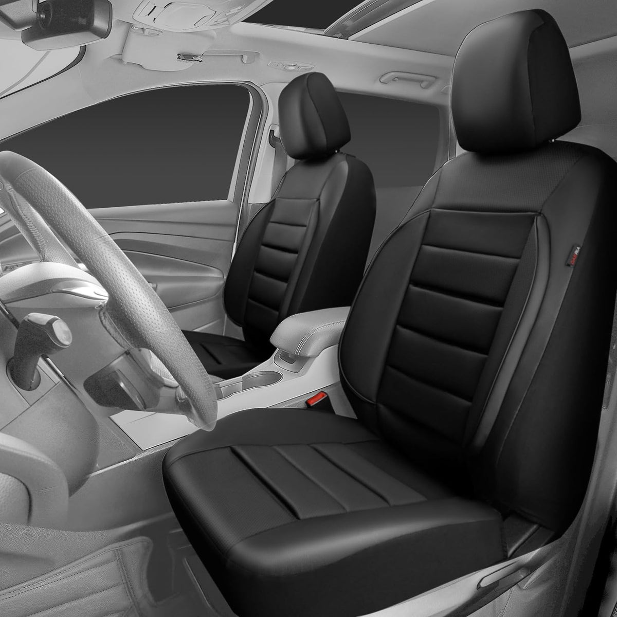 car pass faux leather car seat covers front on a desk or shelf