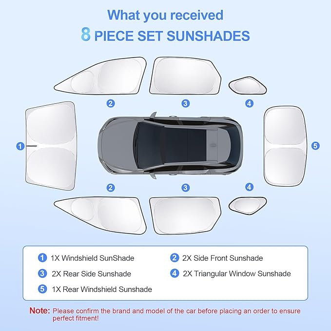 8pcs Car Window Shades for Lexus RX2023-Present Accessories, Windshield Side - Image 7