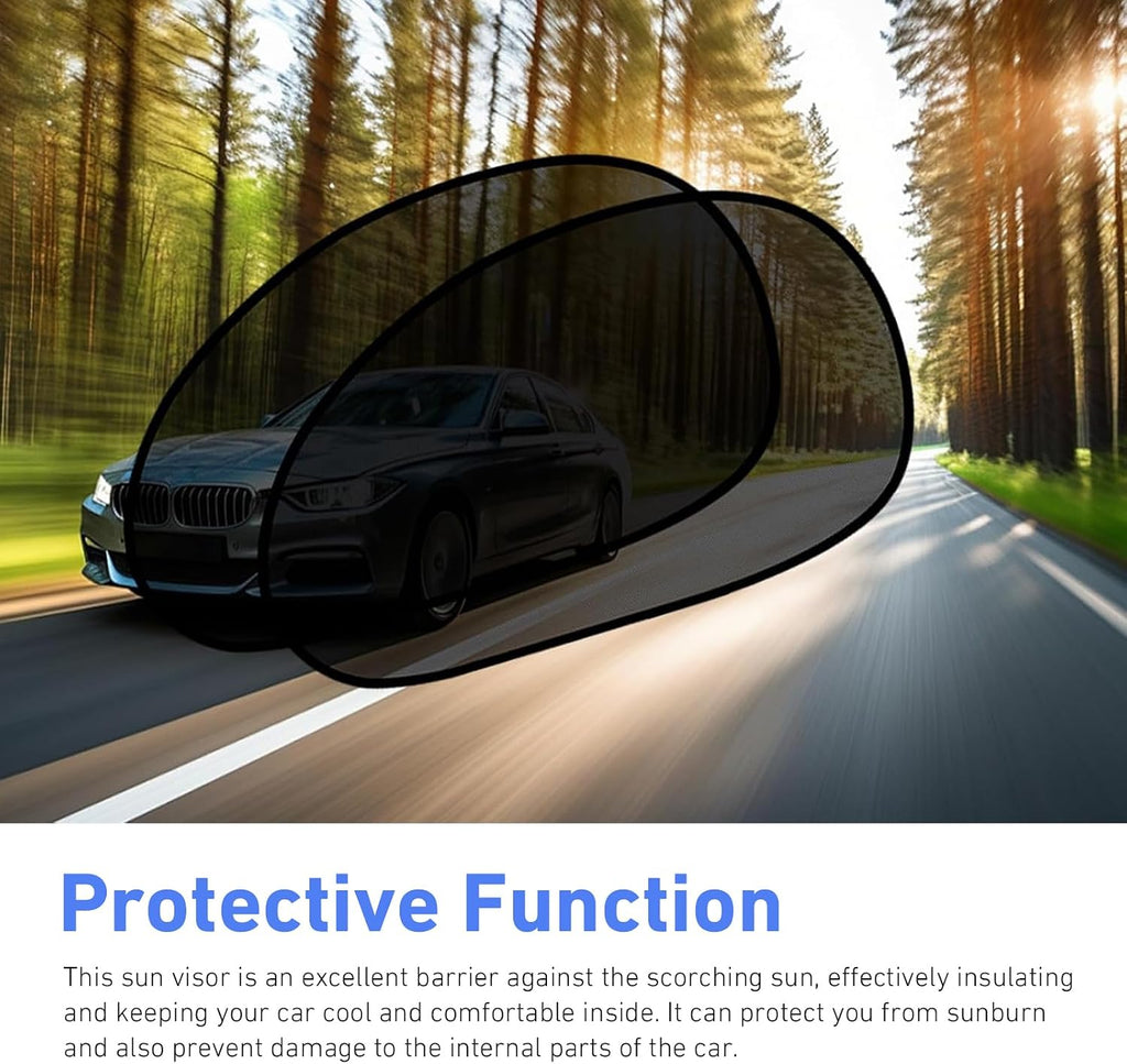 2 PCS Car Side Window Shades, One-way Mesh Privacy Protection Sunshade with Suction, Sun Blocking & Heat Insulation Visor for Baby, Foldable Cover for Front Side Window (Black)