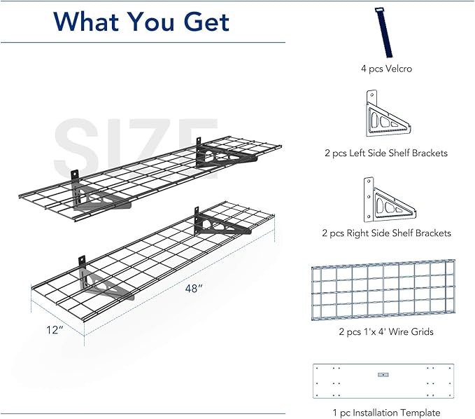 FLEXIMOUNTS 2-Pack 1x4ft 12-inch-by-48-inch Wall Shelf Garage Storage Rack Wall - Image 2