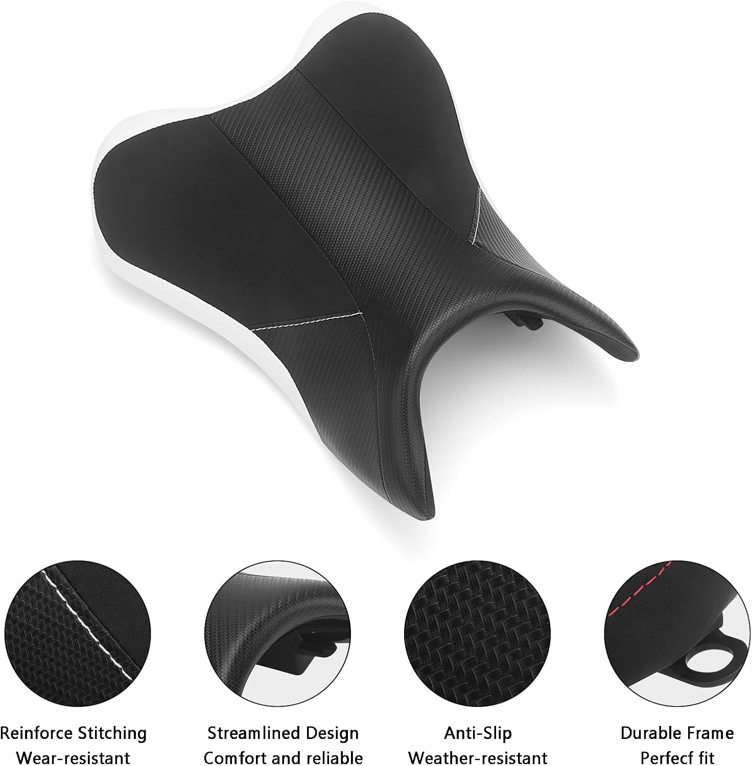 Upgraded Motorcycle Driver Tall Seat Pad for CFMOTO, Soft Leather, Black | Comfort Tall Seat 825mm Hightened Seat Cushion Replacement for CF MOTO 450SS 450SR 45NK 2022-2025